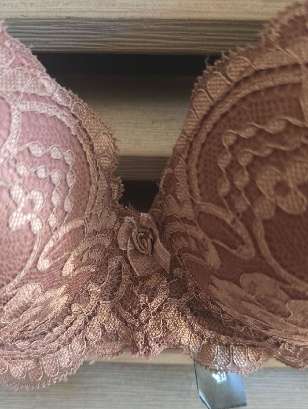Rene Rofe Dusty Brown Lace Push-Up Bra - Picture 5 of 10